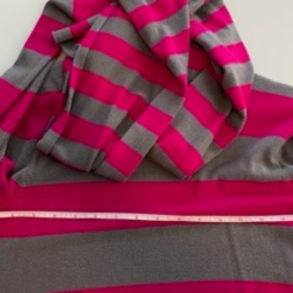 Cupio Womens S Pink Gray Striped Sweater Removable Scarf Set Long Sleeve - Picture 6 of 8